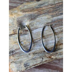 Sterling Silver Oval Hoop Earrings With Secure Clasp 5.48g